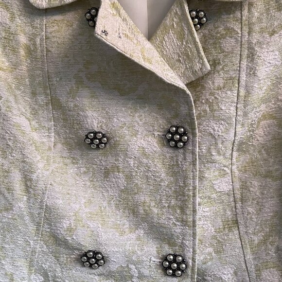 Bob Mackie Studio Womens Jacket Double Breasted Floral Brocade Button Detail - Picture 3 of 11